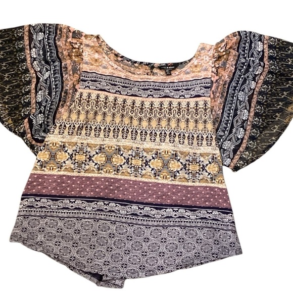 Lucky Brand Tops - Lucky Brand Mixed Media‎ Flutter Sleeve Top, Medium Style 7W64640